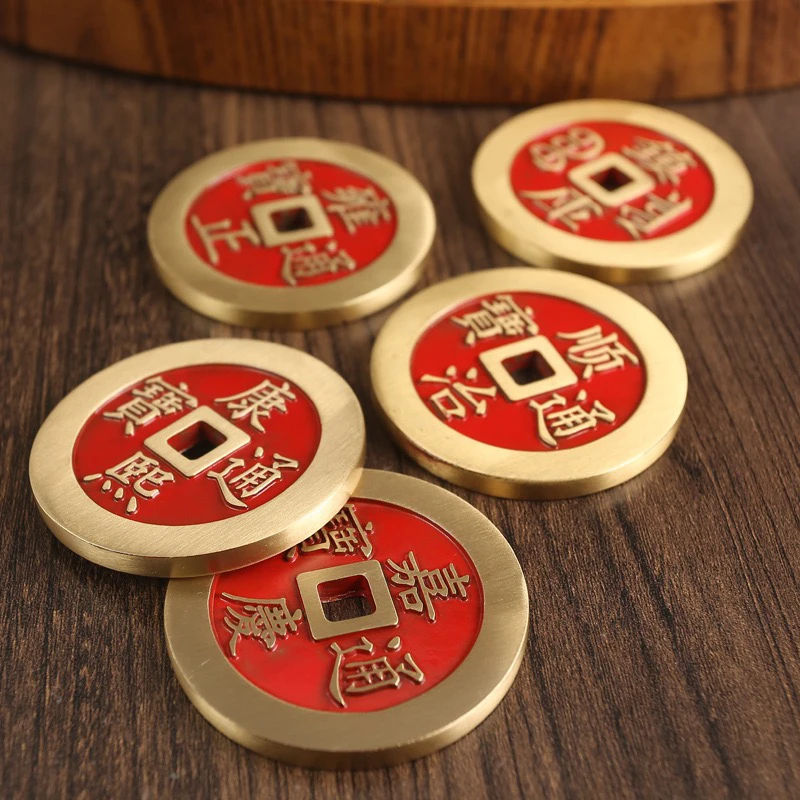 纯铜镇库五帝钱康熙顺治雍正嘉庆仿古币铜钱地摊批发黄铜工艺摆件