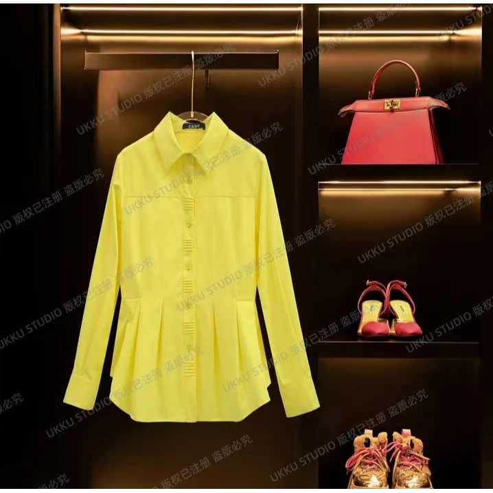 【UKKUSTUDIO】月光记忆-时尚宽松设计师翻领长袖上衣512530