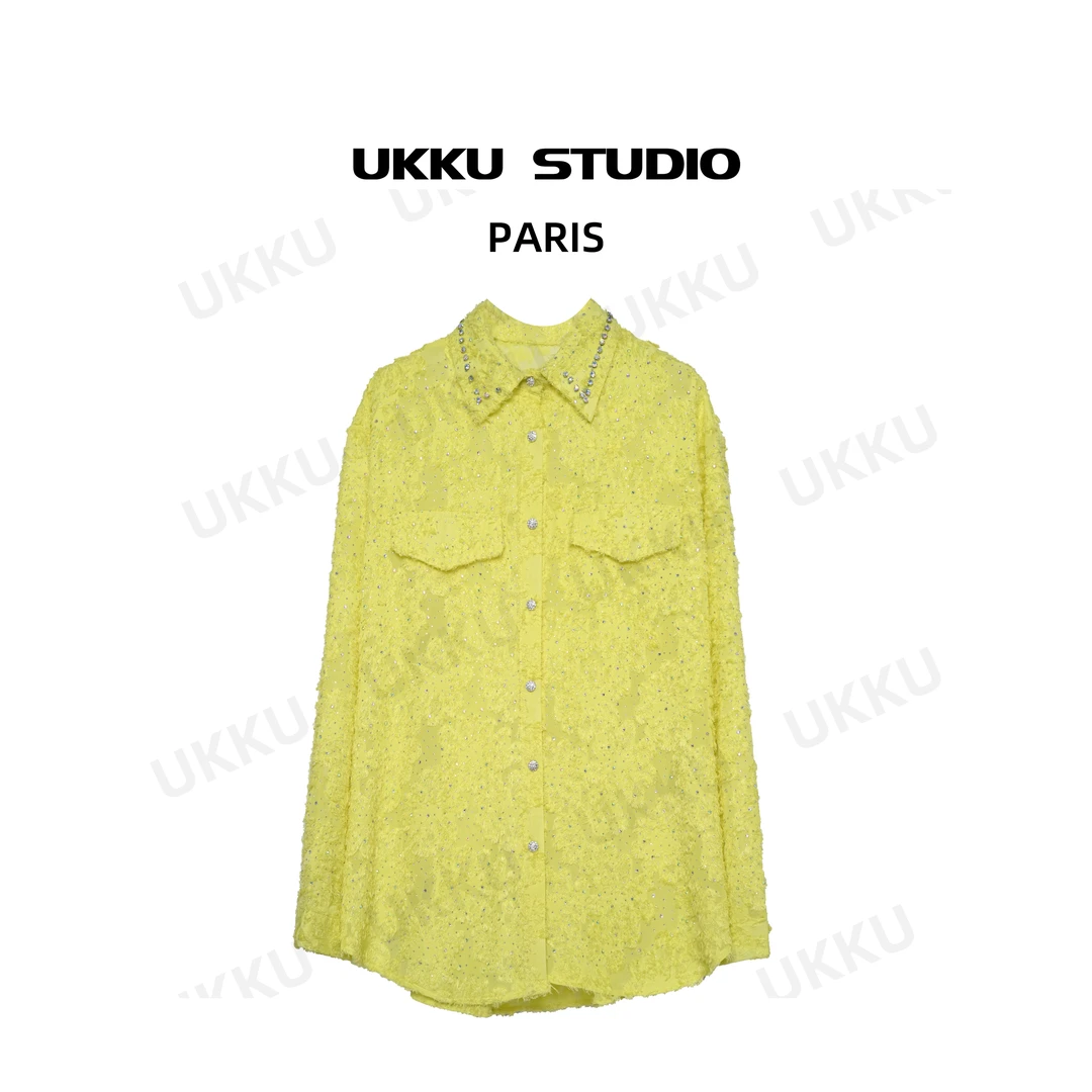 UKKU STUDIO小众衬衫轻奢亮钻潮上衣 气质衬衣衬衣潮牌女311648