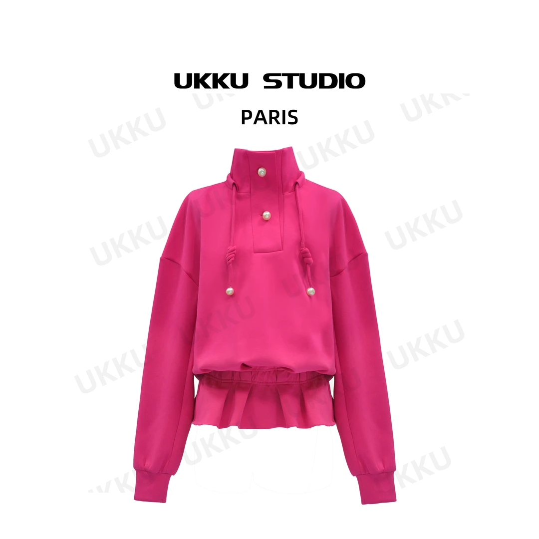 【UKKUSTUDIO】秋冬时尚长袖百搭气质设计师韩版卫衣312550