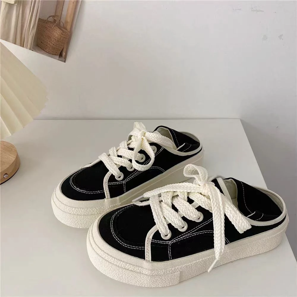 【黑芝麻两穿可踩脚】帆布鞋休闲百搭半拖017