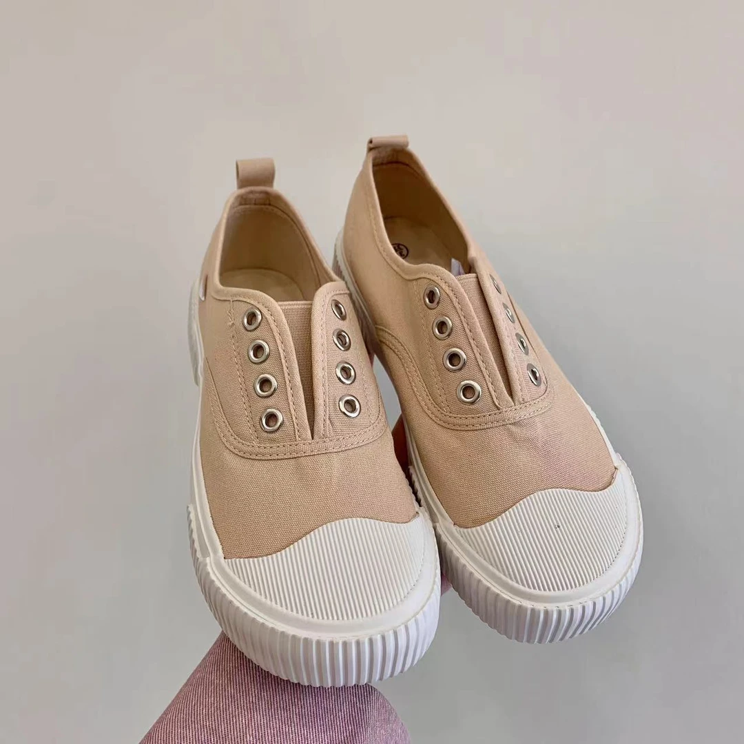 一脚蹬芒果头松紧帆布鞋复古百搭休闲板鞋2087（可能有瑕介意慎拍）