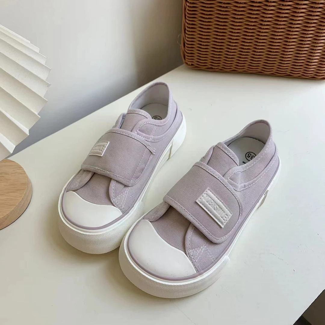 香芋紫 两穿半拖魔术贴芒果头帆布鞋女一脚蹬板鞋28