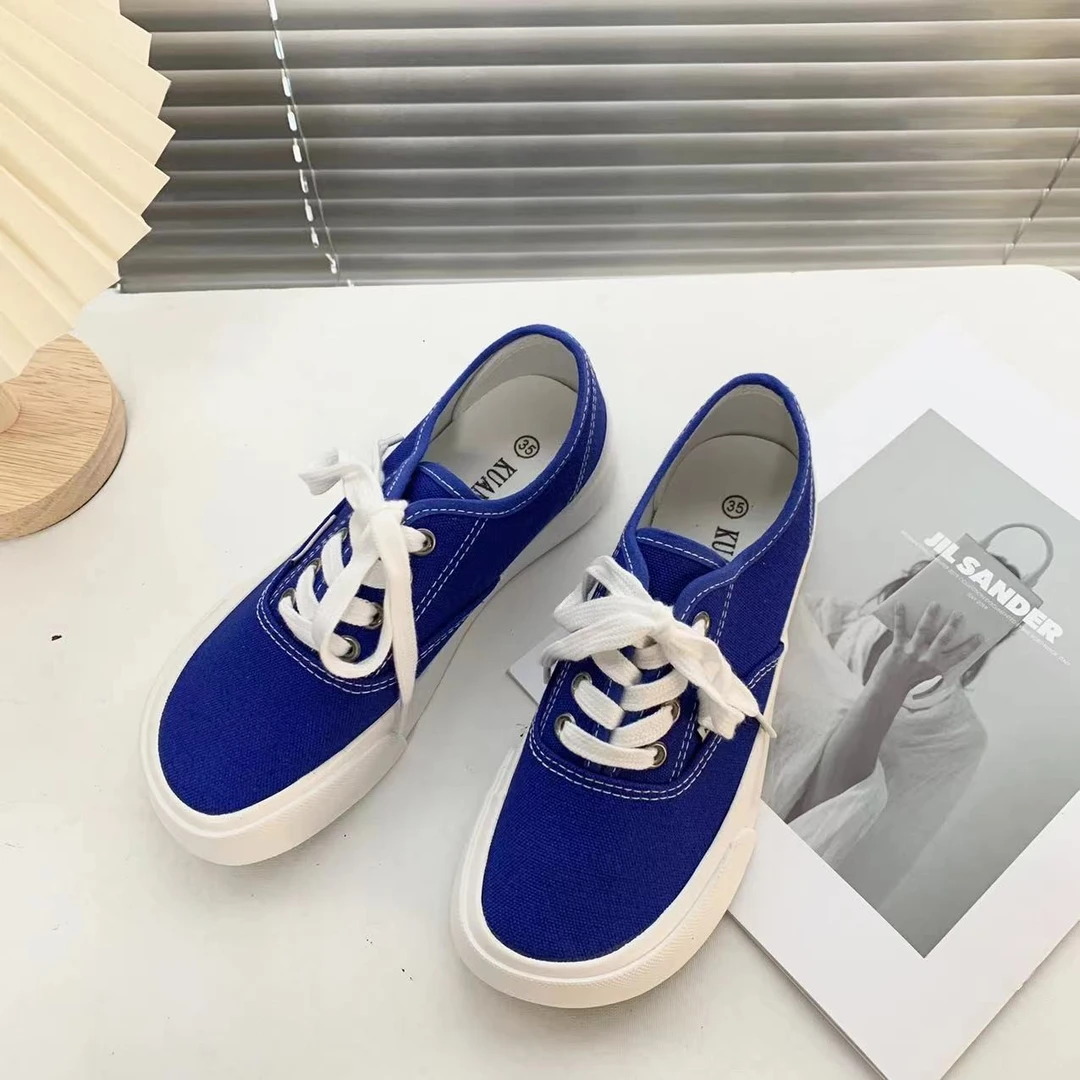 海盐粉末 方头厚底低帮纯色帆布鞋1101