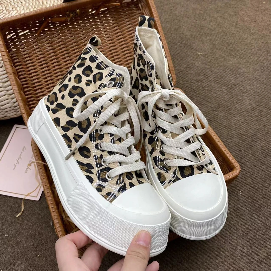 张张 厚底大头韩版豹纹基础百搭高帮鞋368（偏小半码）