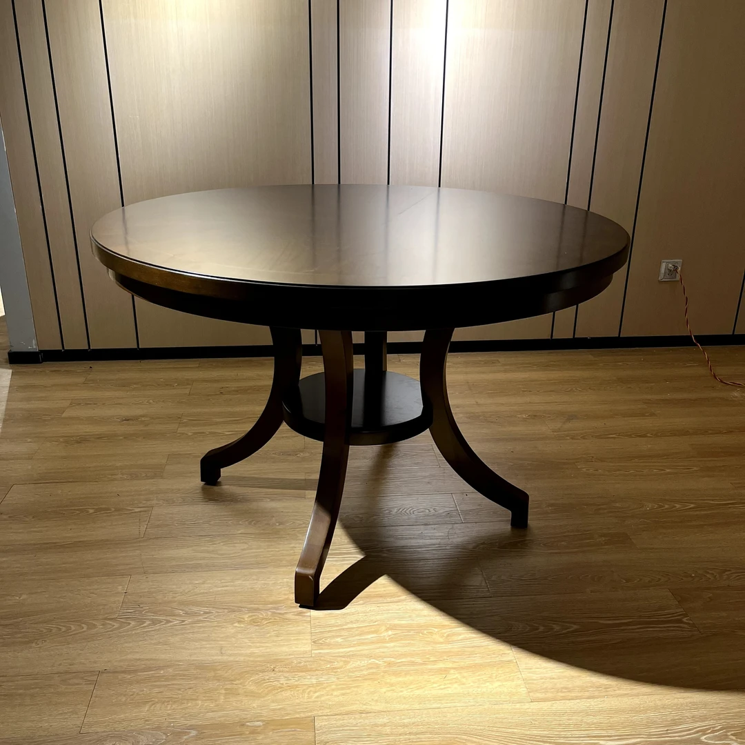 实木榉木圆餐桌 直径120×76cm中式美式轻奢家用简约XDD1220912