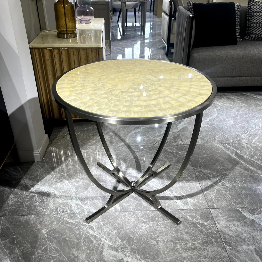 不锈钢贝壳圆几 直径71×65cm 美式轻奢简约茶几 10710