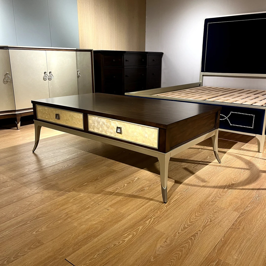 实木榉木长茶几 135×76×46cm 美式轻奢简约茶几咖啡桌XDD14130