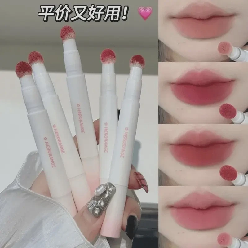 丝绒唇釉，超好看！毛球唇粉霜自然哑光绒雾便携旋转口红膏平价学生