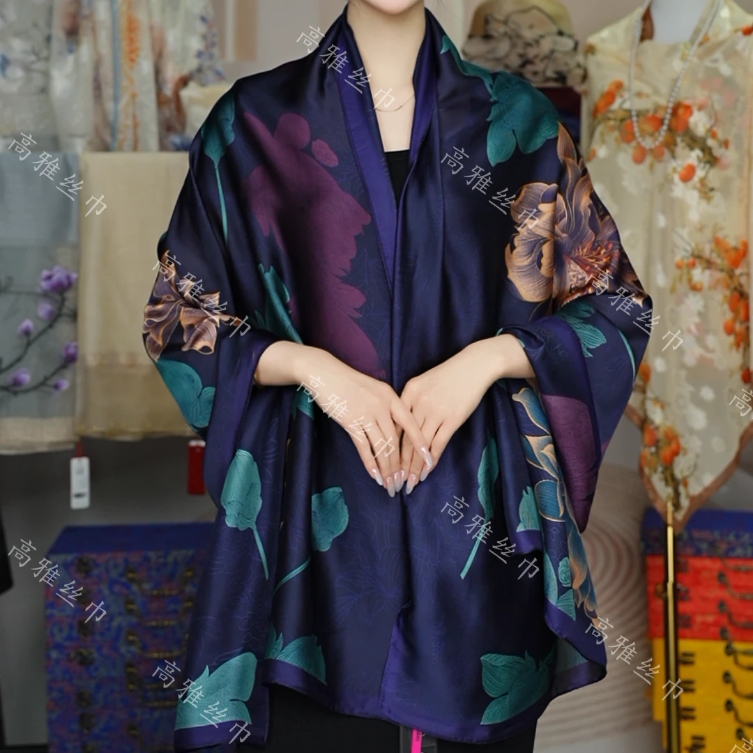 【清雅幽莲】丽景缎百搭气质大方丝巾长巾85x180左右（1-274）