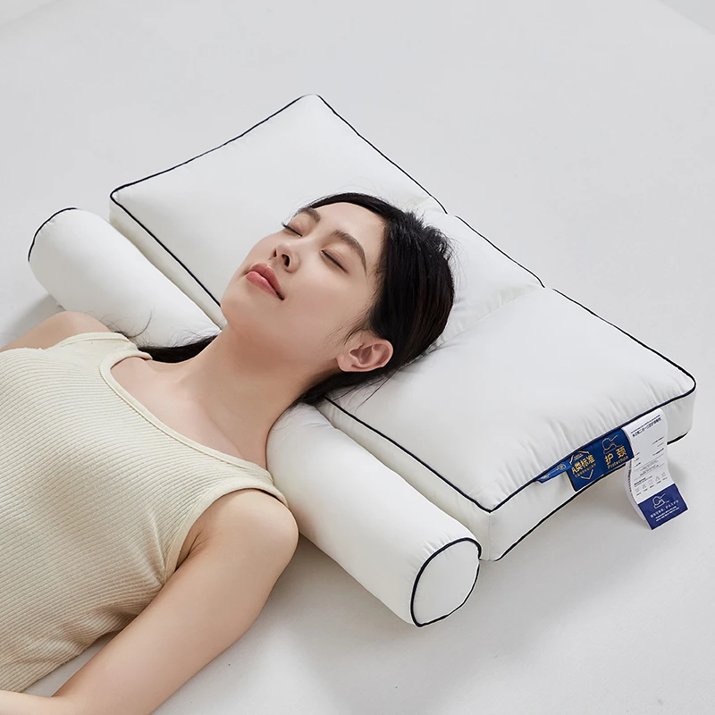 高低新款纯棉可拆分多功能二合一护颈枕枕头成人家用枕芯酒店