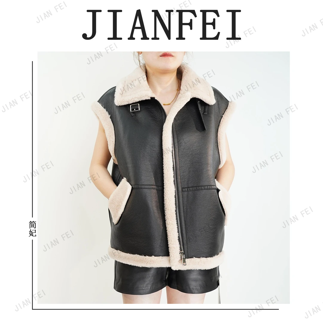 JIANFEI/简妃A360  女士皮毛一体外套冬季保暖休闲年轻时尚毛马夹