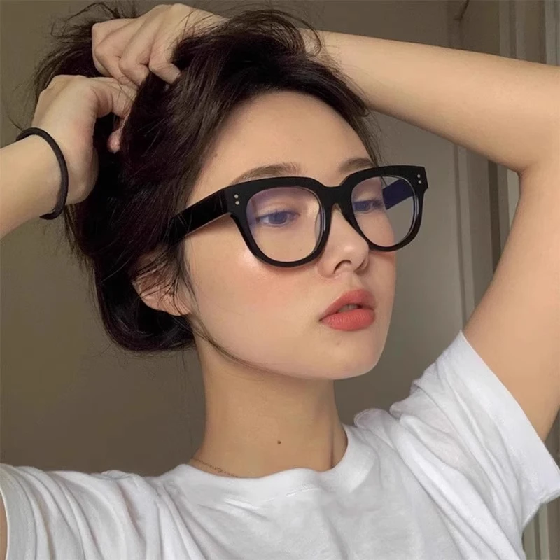 粗黑框眼镜素颜神器近视女度数可配大框方框大脸圆脸黑色镜框复古