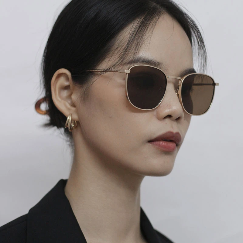 小红书大脑门同款金边茶色墨镜女高级感大脸显瘦太阳眼镜复古港风