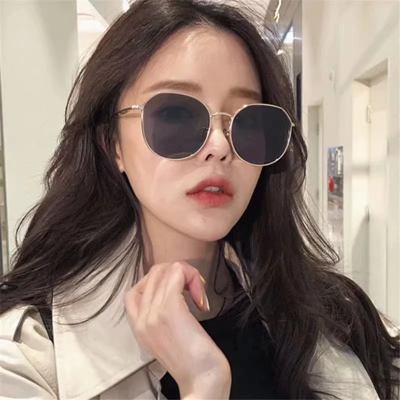韩系2023年新款金边墨镜女款防紫外线大框大脸显瘦太阳眼镜偏光镜