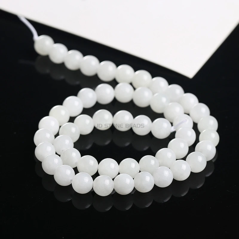 和田白玉散珠饰品配件手链串珠diy 缅甸圆珠弹力手工珠子女款