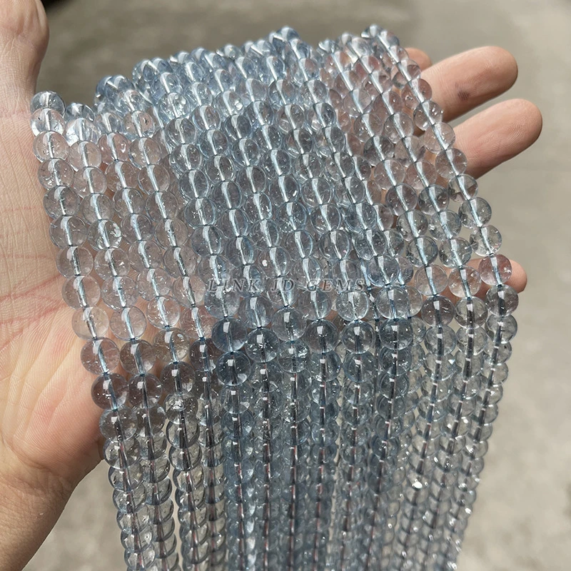高品质浅蓝色K9水晶散珠diy饰品配件爆花晶圆珠串珠