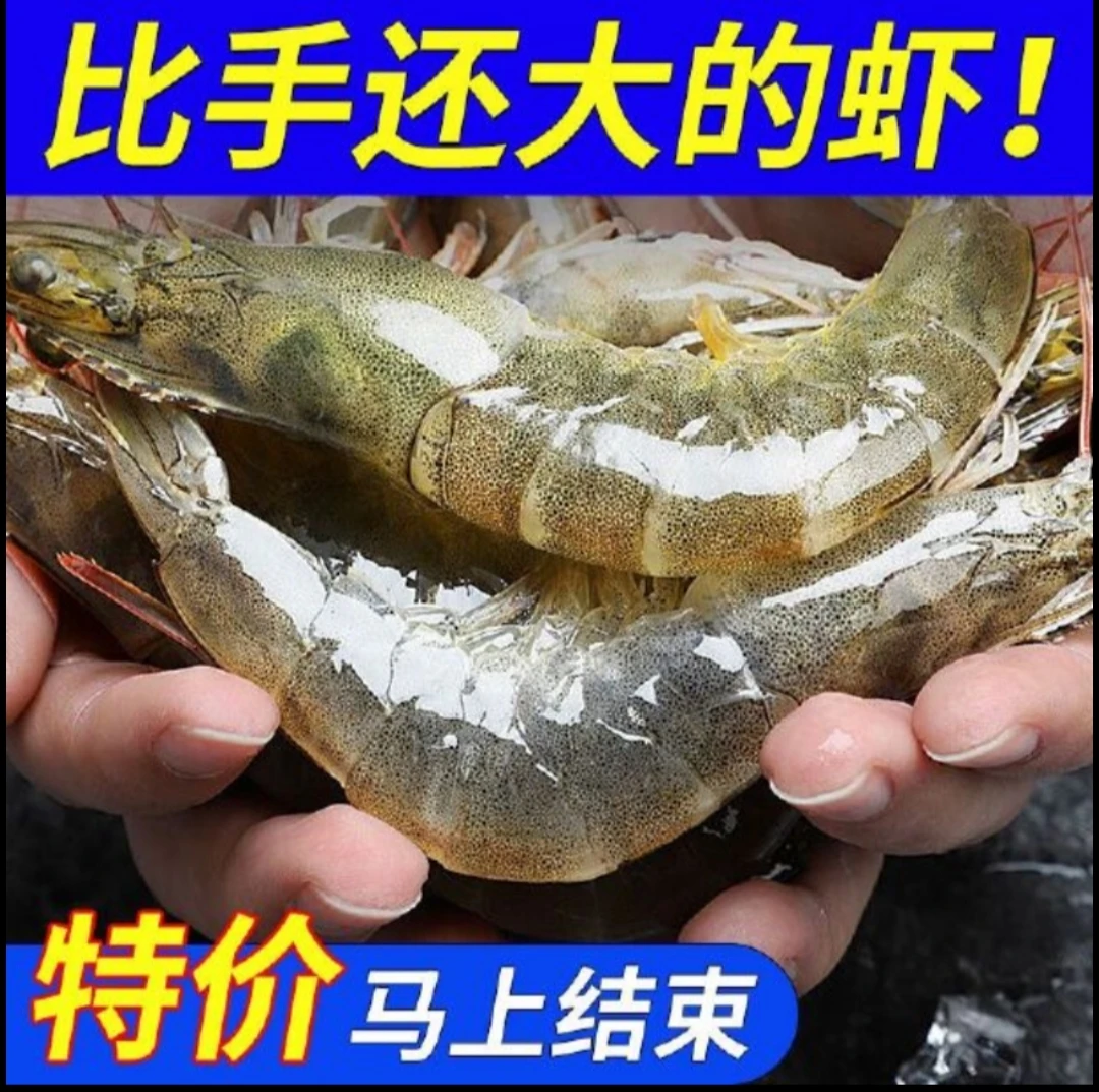 【顺丰包邮】新鲜青岛大虾4斤装急冻海捕鲜青虾冷冻基围虾海鲜速冻
