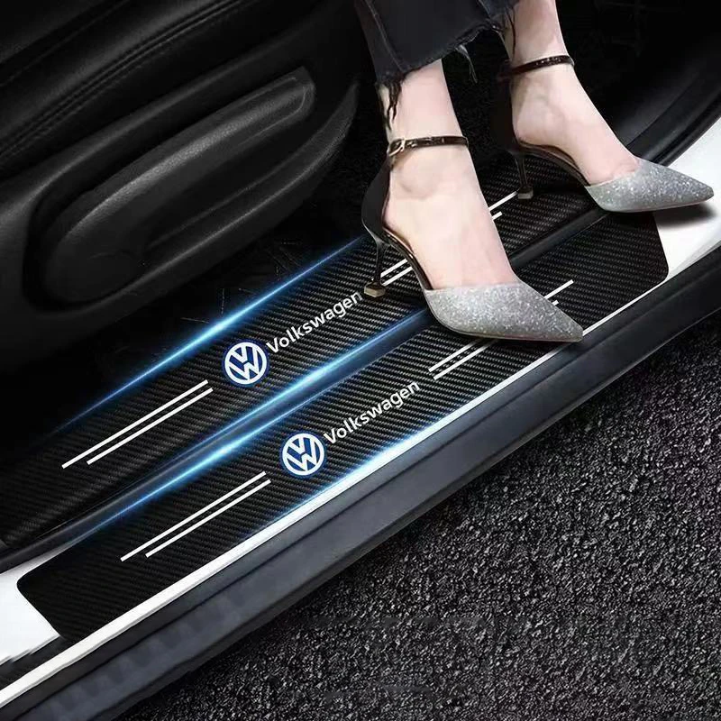 汽车门槛条防踩贴防护条自粘实用碳纤耐磨车贴片后备箱防撞贴泰鹿