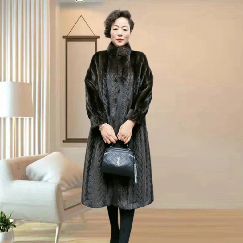 秋冬新款大码女装加厚保暖中长款大衣时尚洋气宽松显瘦原创设计