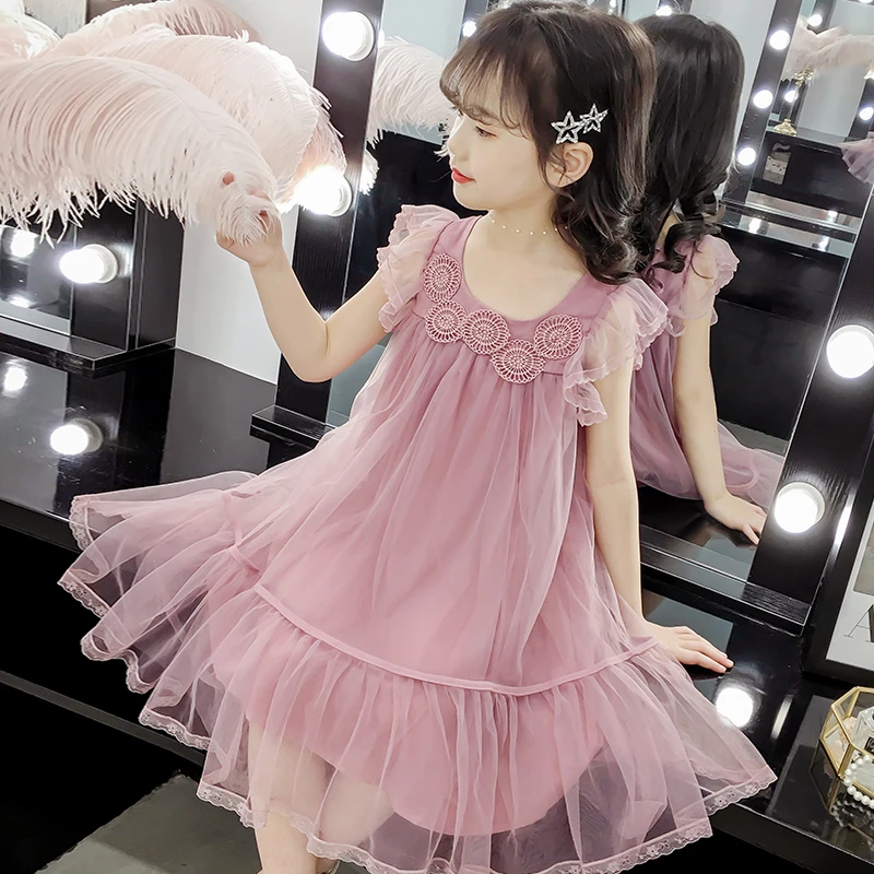 女童连衣裙夏装2024新款洋气女孩无袖网纱公主裙儿童背心吊带裙子