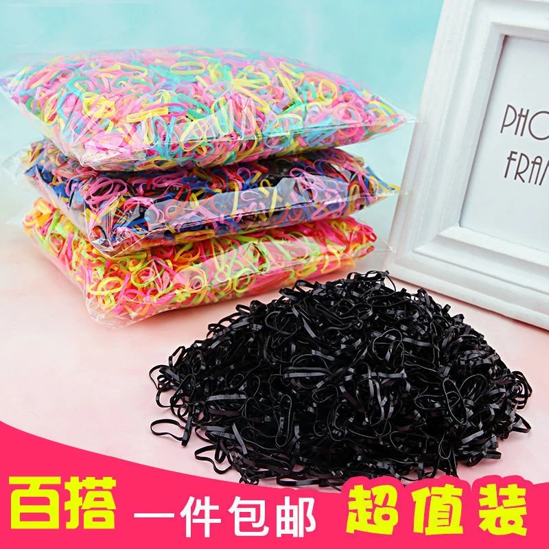 加量1000根彩色女童一次性头绳皮套发圈高弹力橡皮筋儿童皮筋女孩