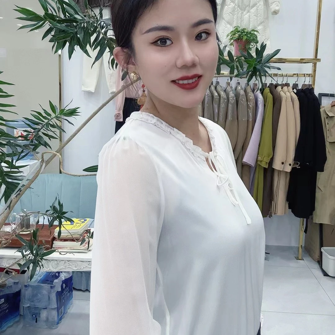 妱茗品牌精品白色衬衫长袖上衣上新时尚百搭气质