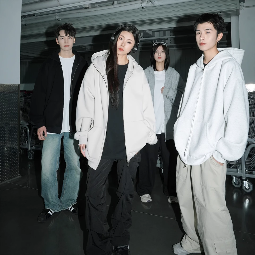 重磅挺廓420g连帽开衫卫衣男24秋季潮牌宽松基础款帽衫情侣外套