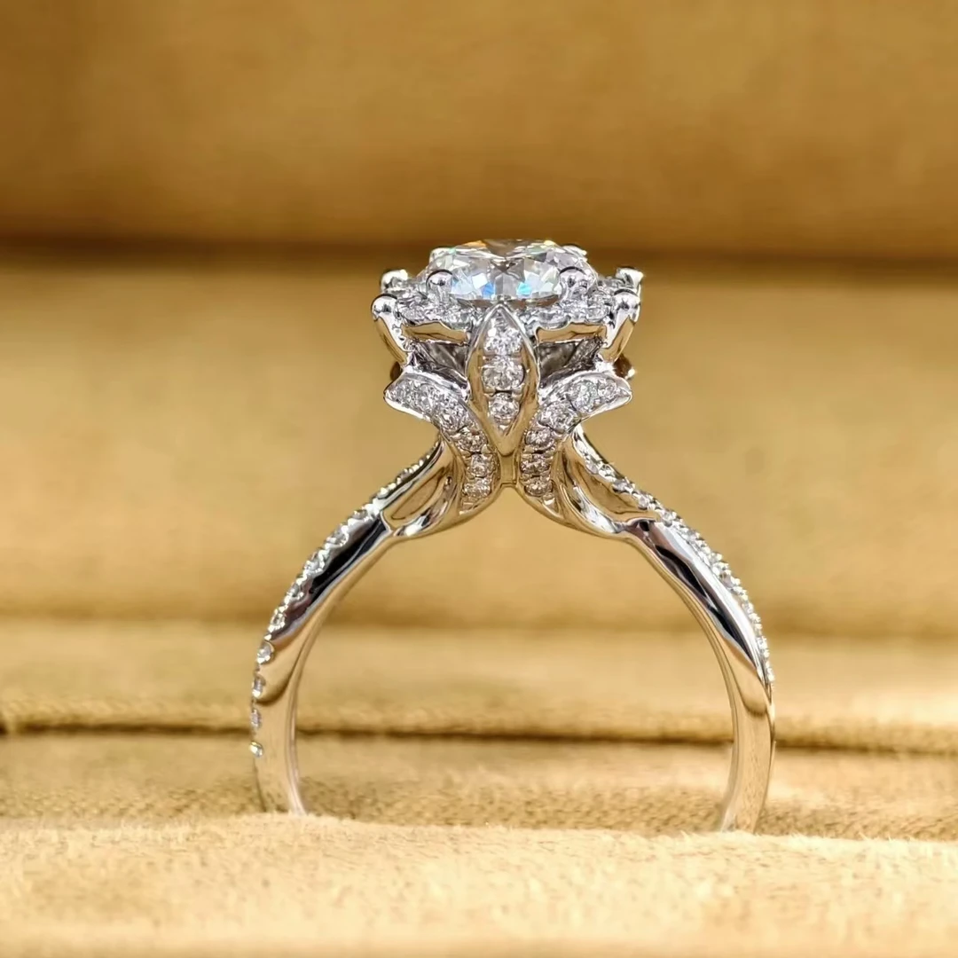 925银莫桑石银制品  王室庄园女戒1-2克拉结婚经典时尚轻奢情侣