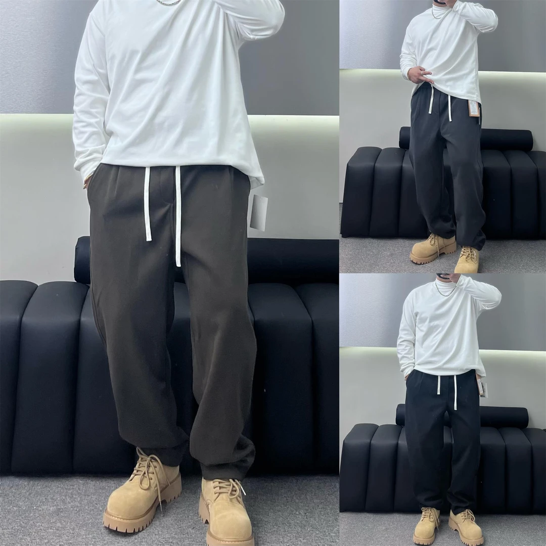 【胖斌】大码300斤冬季加绒加厚重磅弹力超柔斜纹直筒锥形休闲裤