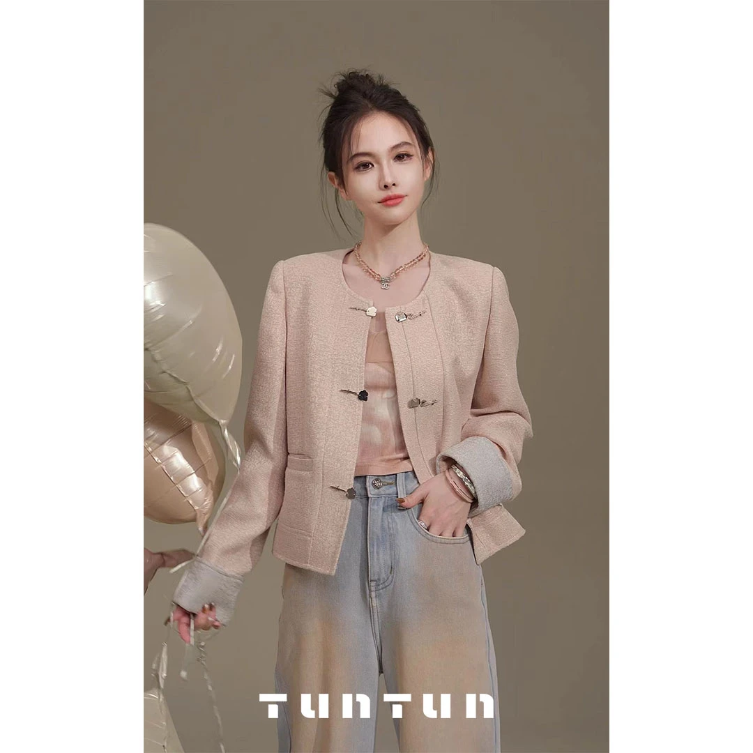 吞吞TUNT【软春语】气质温婉东方美 粉调小香风新中式外套4