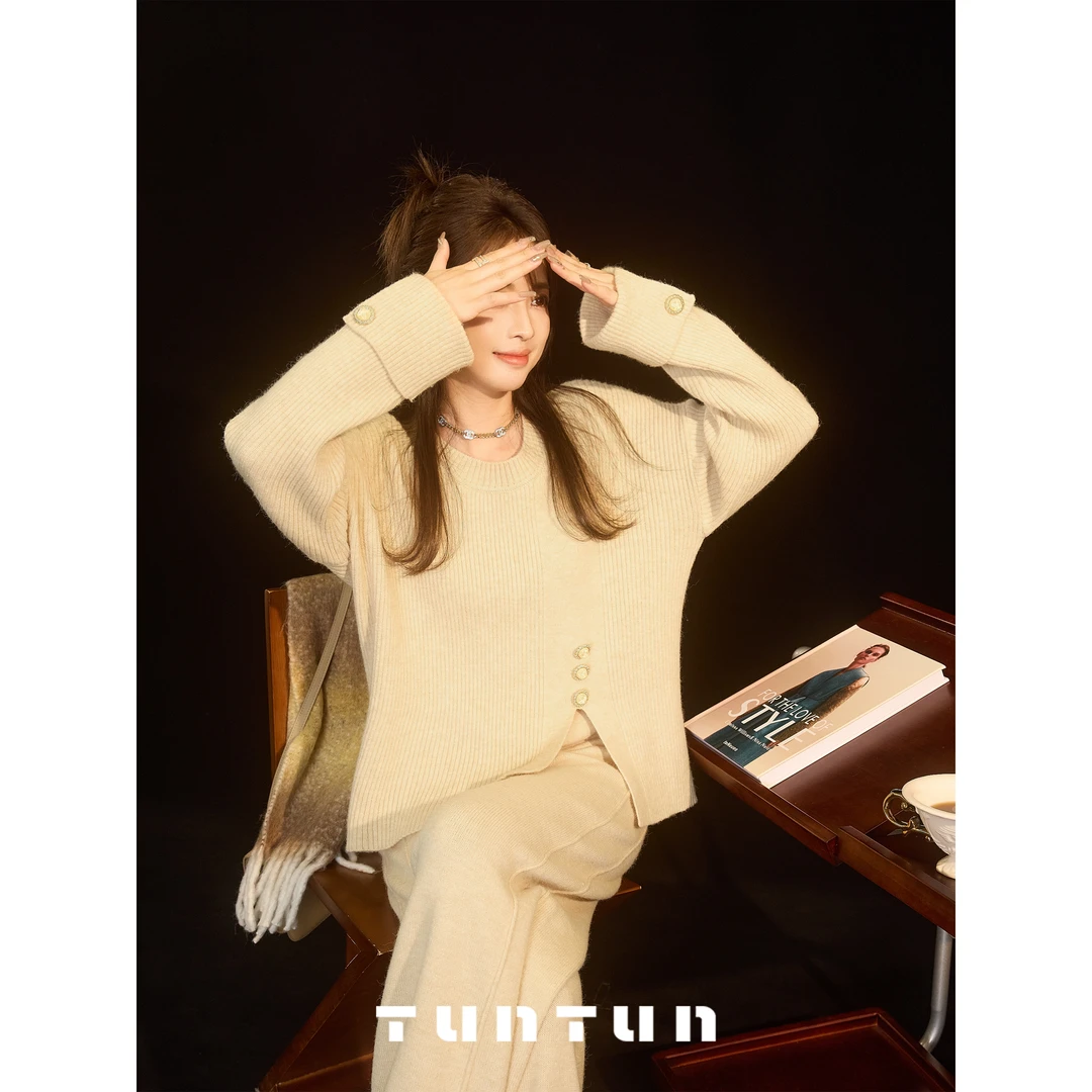 吞吞TUNT【得心应手 卡其】满分状态 精致懒人针织套装4