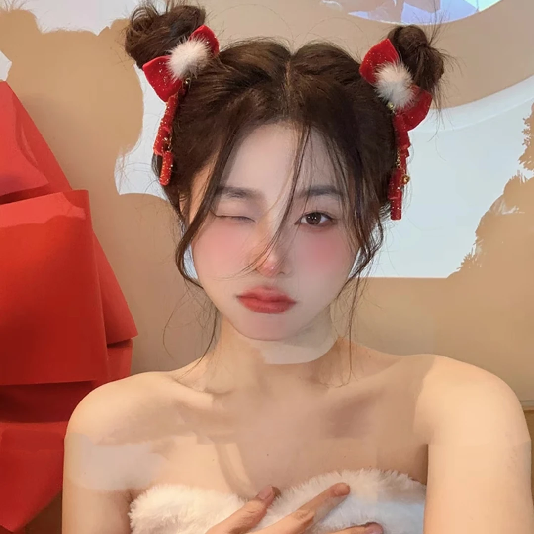 新年红色儿童蝴蝶结发饰古风头饰中国风女童汉服配饰发夹发卡A55.