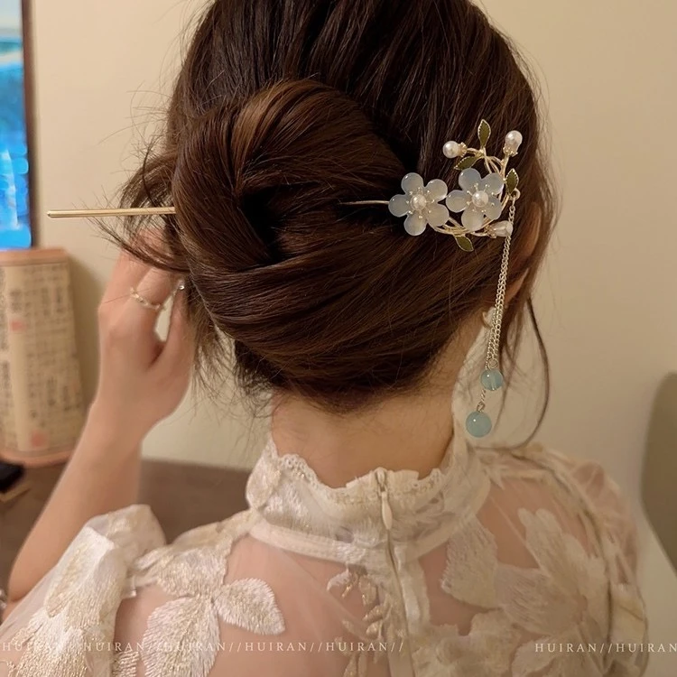冰雾 新中式花朵发簪女旗袍发钗古风头饰