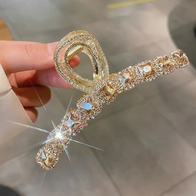 高级感重工抓夹~精致发夹女水钻鲨鱼夹子头饰简约气质发卡