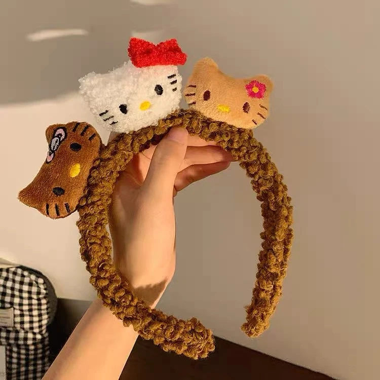 黑皮Kitty发箍~夏威夷猫咪可爱毛绒公仔洗脸头箍化妆洗脸发饰