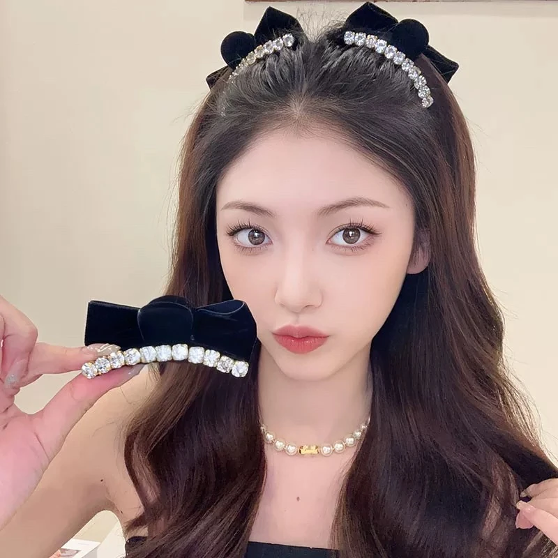 一对装～精致ab双面水钻蝴蝶结抓夹发夹刘海侧边高马尾发卡A83.