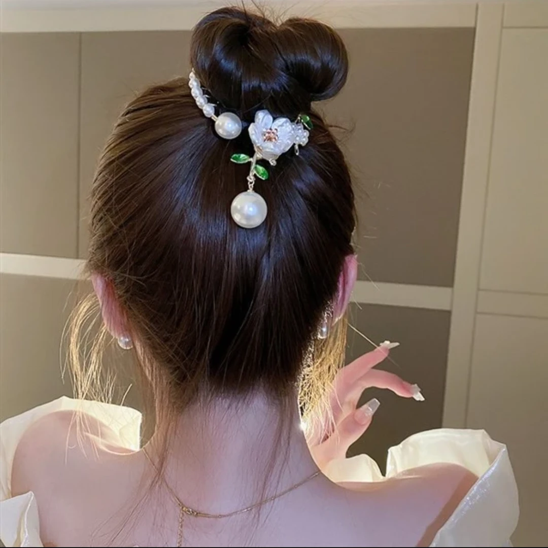 丸子夹 盘发抓夹流苏丸子头发夹头饰夹子女气质网红百搭发卡