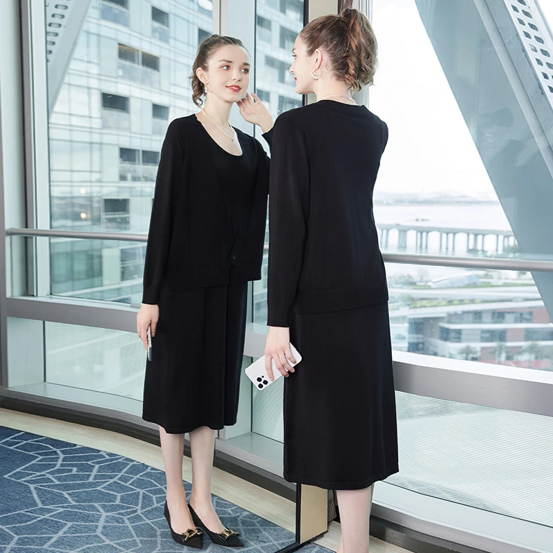 奢姿2024秋季新款减龄外套胖妹妹V领休闲时尚二件套套装