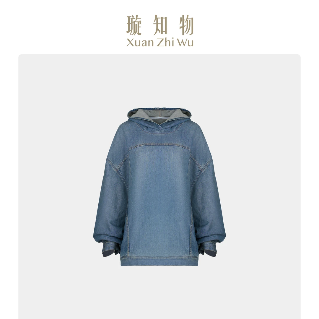 璇知物「八佰惠」风雨帽衫 运动时尚宽松牛仔休闲设计王璇原创设计