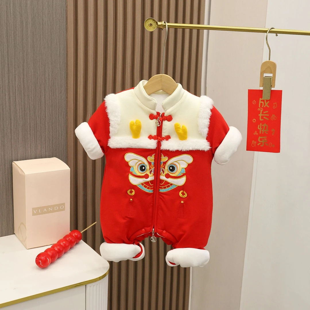 【大猫】鸣爬婴童冬装婴儿衣服冬季韩版女宝宝连体衣加绒加厚保暖冬