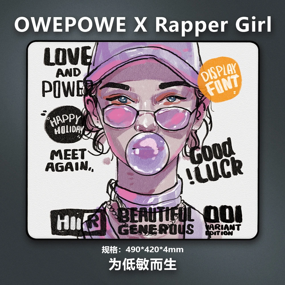 owepoweRapper 细面偏滑FPS电竞游戏鼠标垫韩国底胶 CSGO无畏契约