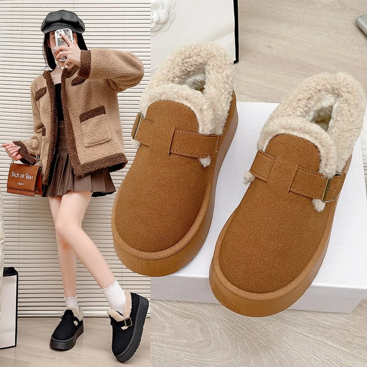 67713勃肯雪地靴新款冬季厚底加绒加厚一脚蹬保暖棉鞋