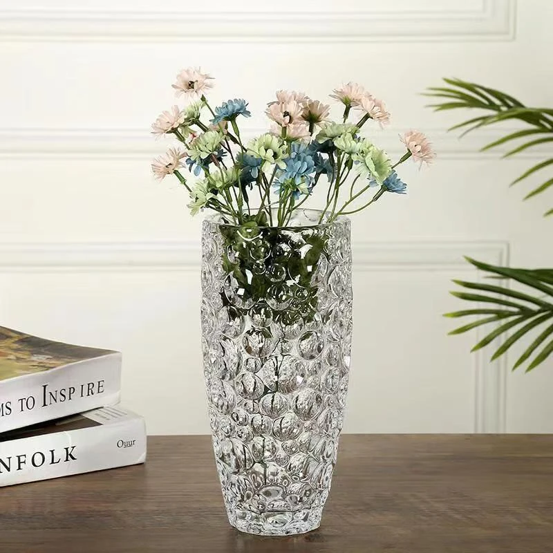 欧式水晶玻璃花瓶透明创意轻奢气泡圆点水培植物插花鲜花干花摆件