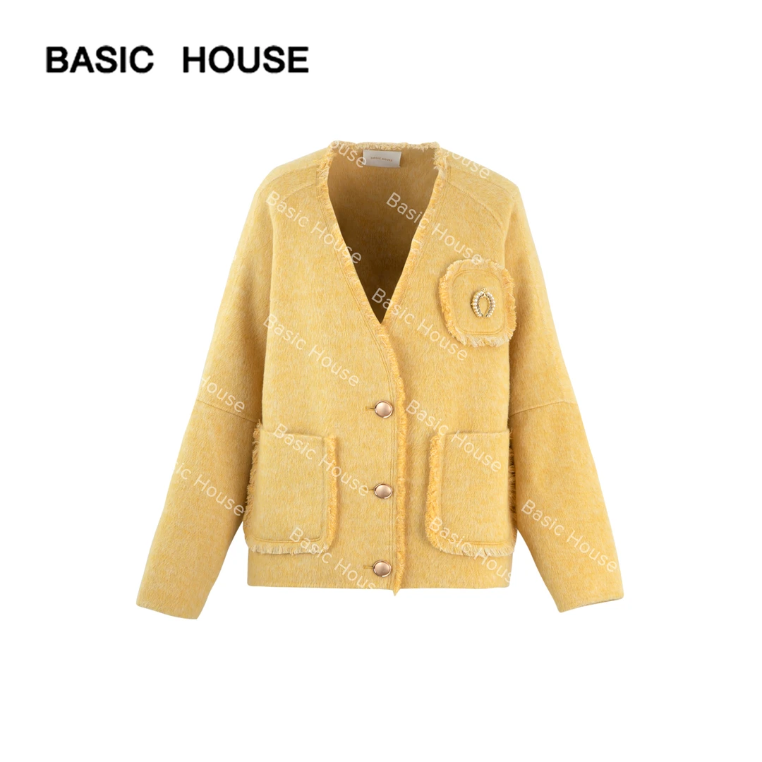 Basic House/百家好【S】2023秋冬新款小香大衣小个子流苏毛呢外套