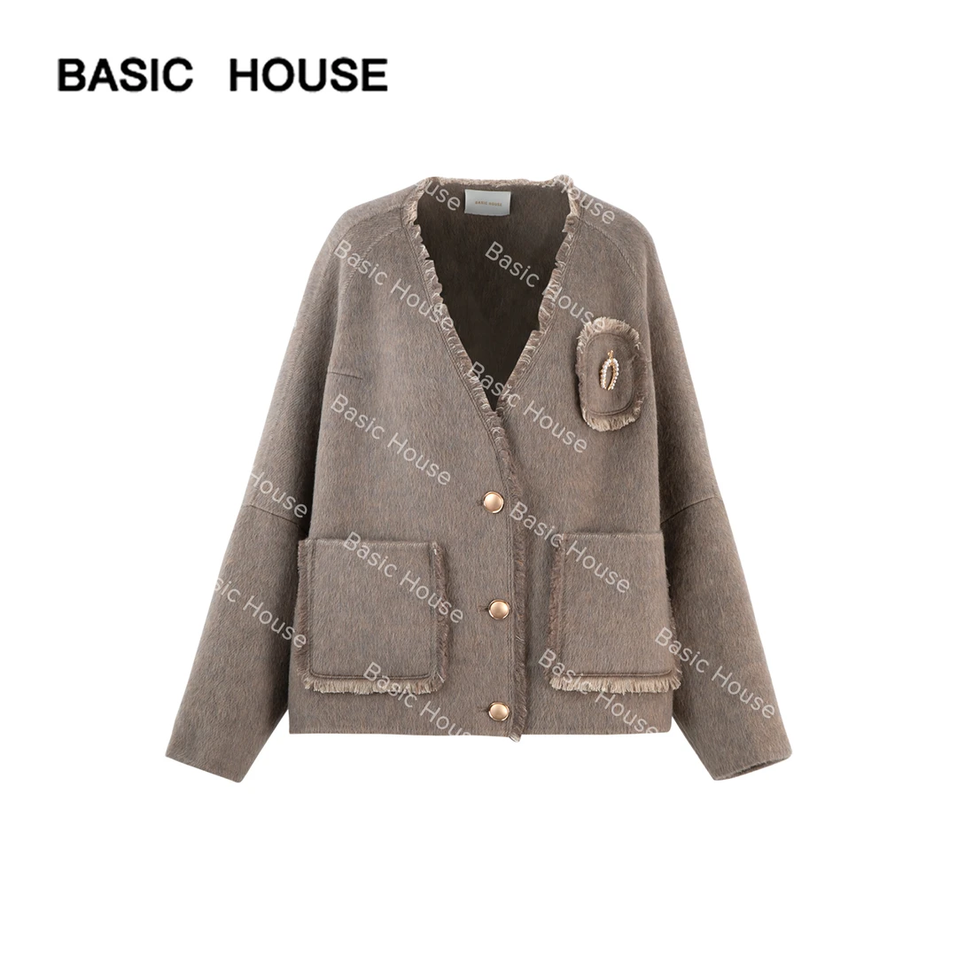 Basic House/百家好【L】2023秋冬新款小香大衣小个子流苏毛呢外套
