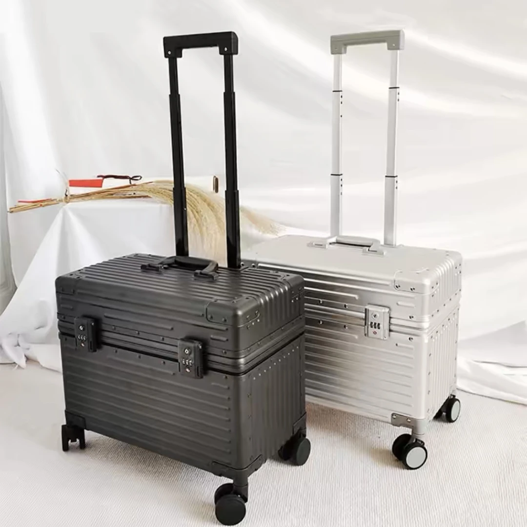 全铝镁合金摄影拉杆箱高端行李箱18寸金属工具箱万向轮男女机长箱