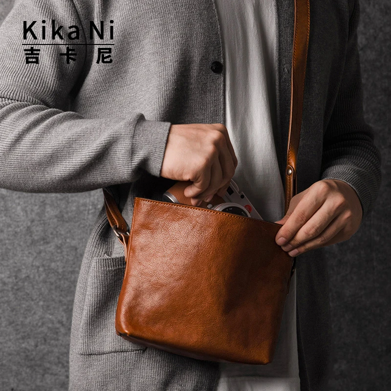 kikani真皮相机包微单复古便捷挎包数码相机包单肩斜挎包头层牛皮