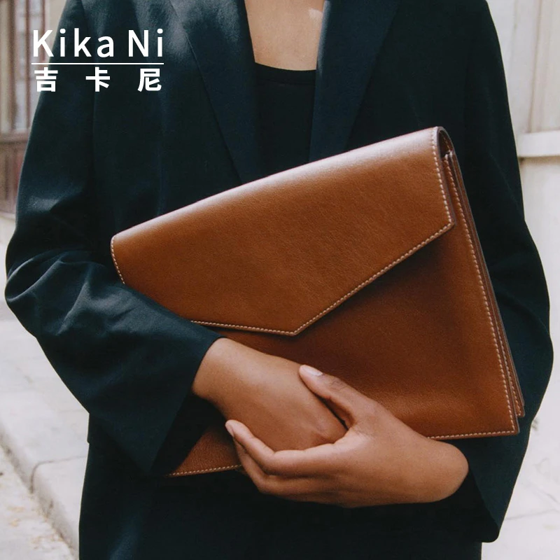 KiKa Ni气质手包真皮百搭手拿包薄款文件信封ipad平板包ins个性潮