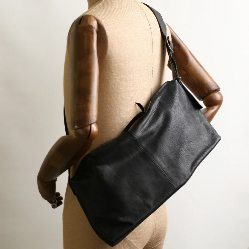 吉卡尼美式复古阿美咔叽通勤斜挎包男真皮软包单肩包大容量邮差包